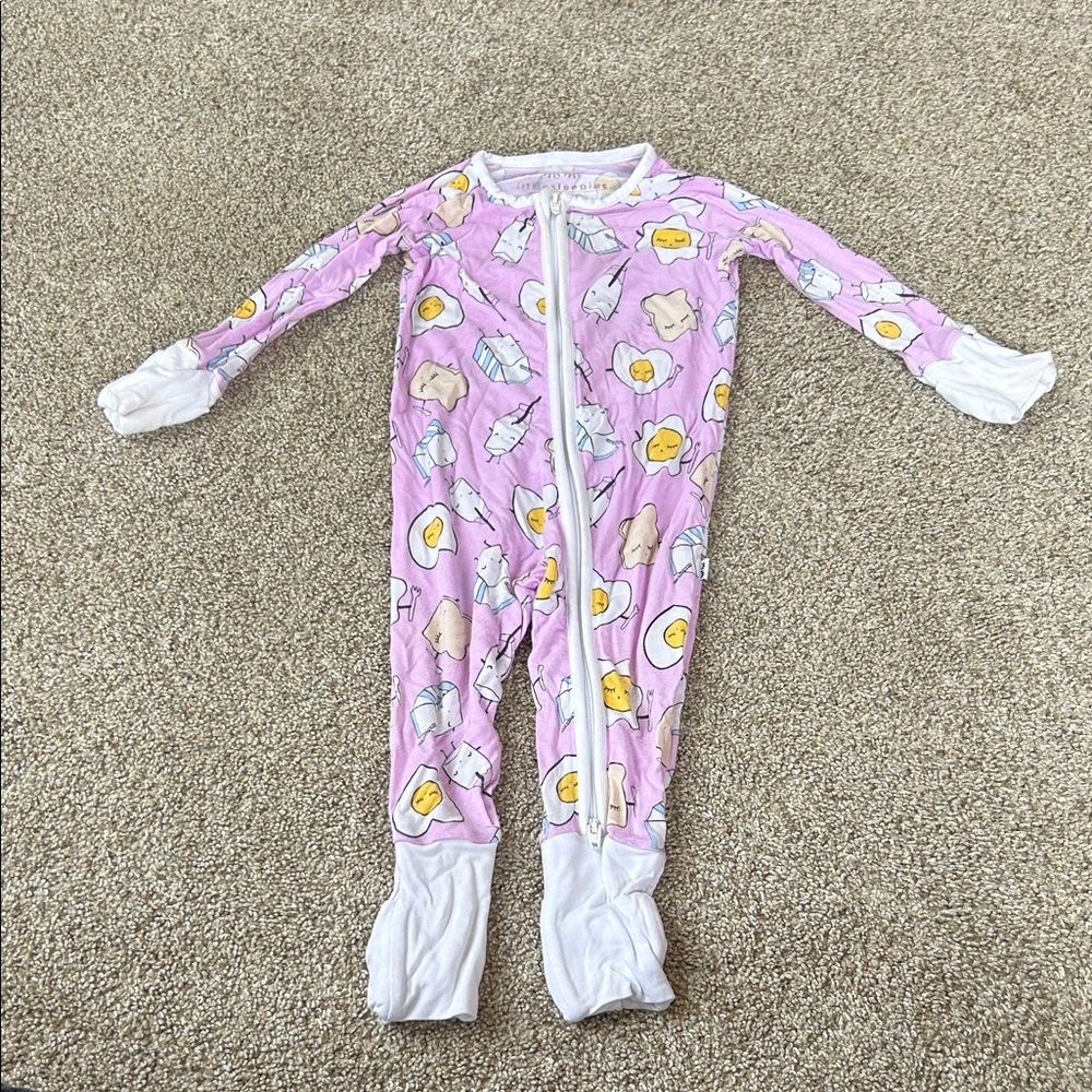 Little Sleepies Pink Breakfast Print Footie